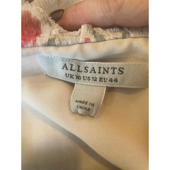 New AllSaints Ari Kora Floral Print Light Pink Mini Dress Size 12 - Picture 12 of 12